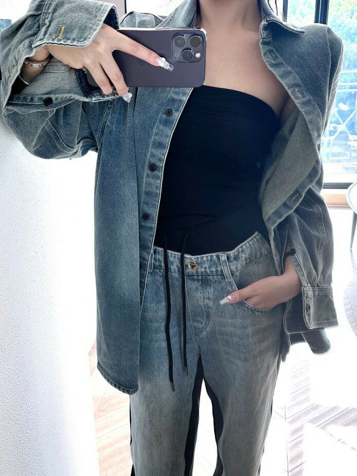【最大2000円まとめクーポン利用可】上衣 春季 新作 オシャレ カジュアル デニム トレンド 着心地良い スリム デザイン性 女性用 一品 薄手 結デザイン