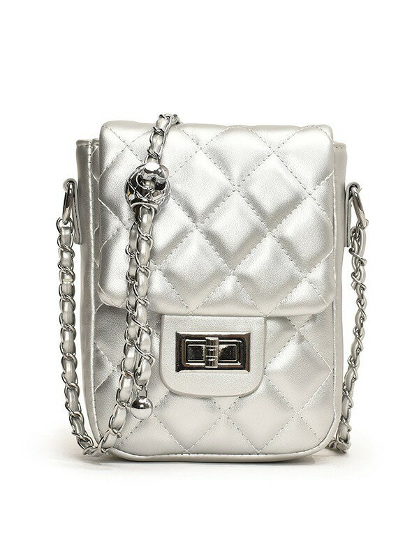 ミニ ショルダー バッグ 夏用 リネン 刺繍 キラキラ シルバー チェーン 肩掛け ポシェット スマホ収納 おしゃれ レディース