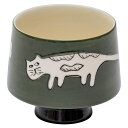 【最大2000円OFFクーポン有】陶器 カップ 手描き 猫 デザイン 和風 粉引き 橄欖緑 スモール 茶器 侘寂風 陶磁器 電子レンジ対応 食洗機対応 プレゼン...