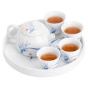【最大2000円OFFクーポン有】茶器セット 手描き ディフィャ ホワイトポーセリン フィルター付きティーポット 家庭用 泡茶器 茶杯 乾浸盤 功夫茶道具 小型