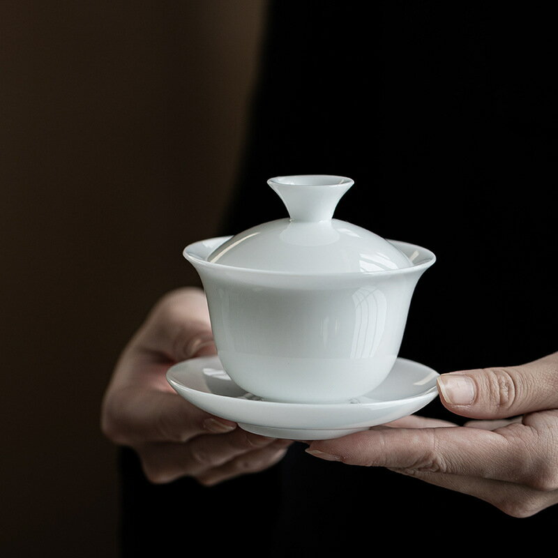 陶器 白磁 蓋碗 ティーカップ 茶具 茶器 茶道 家庭用 陶磁器 功夫茶 手作り 飲料容器 おしゃれ 食器