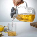 ティーポット 1200ml お茶 1800ml ステンレス製茶こし付き ガラス製 花茶 紅茶 工芸茶 フルーツティー 持ち手 急須 耐熱ガラス ハーブティー 緑...