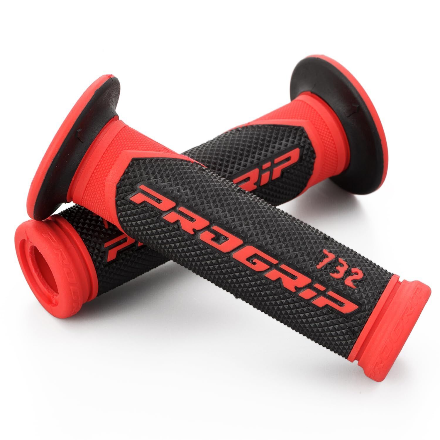 【最大21％OFF夏セールまとめクーポン有】バイクグリップ 耐振ゲル 125mm ハンドル径φ22.2用 ブラック/レッド