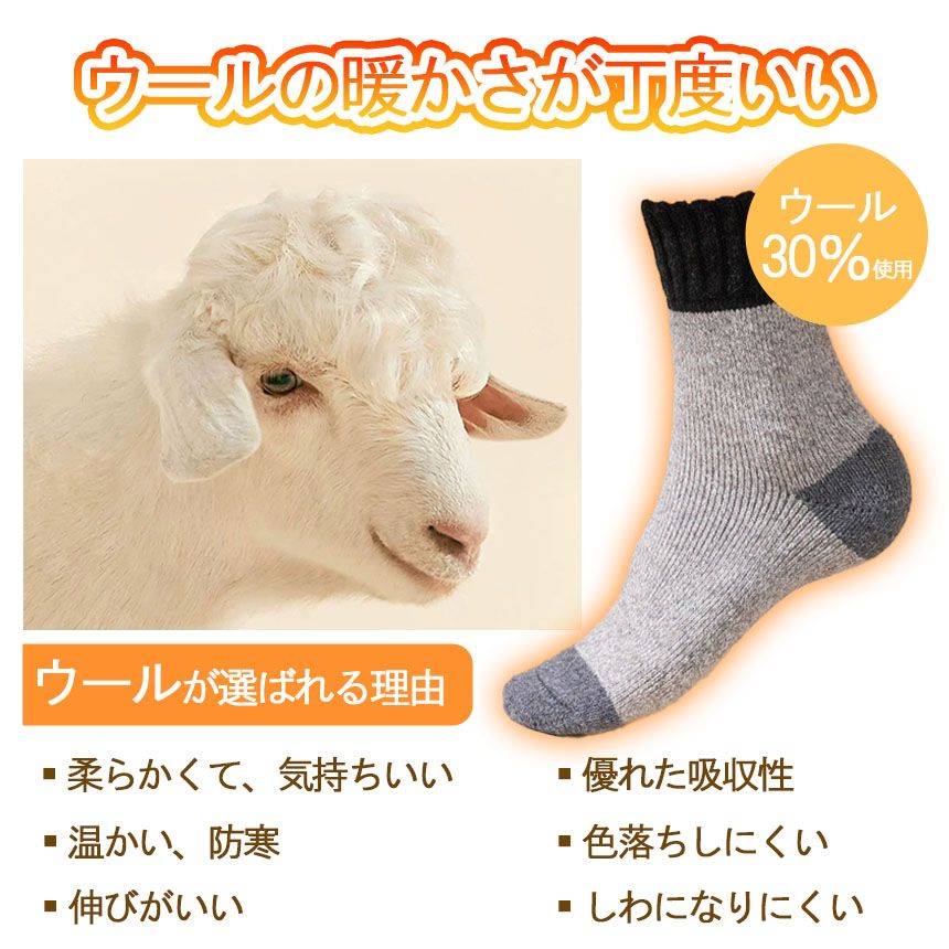 【最大2000円まとめクーポン利用可】靴下 5足セット 厚手 ウール 防寒