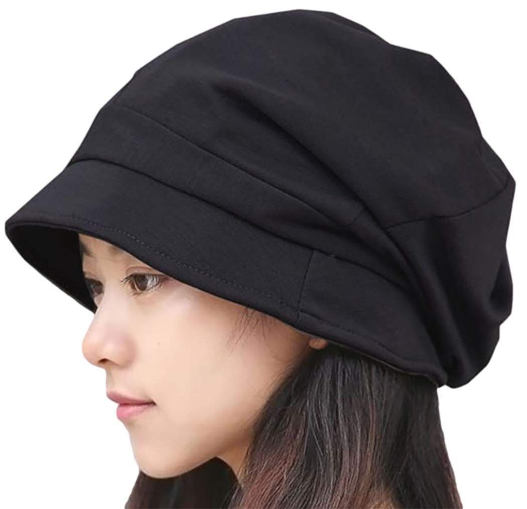 キャスケット 折りたたみ 日よけ 医療用 レディース 帽子 無地 ブラック