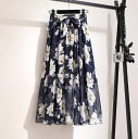 【P5倍&最大16%OFF】スカート レディース フレア 花柄 シフォン シアー ボタニカル