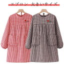 【全品11%OFF21日迄】割烹着 レディース かっぽうぎ エプロン 袖付き長袖 ロング丈 ポケット付き チェック柄 北欧風 家事 料理 カフェ 母の日 敬老の日 ギフト(3)