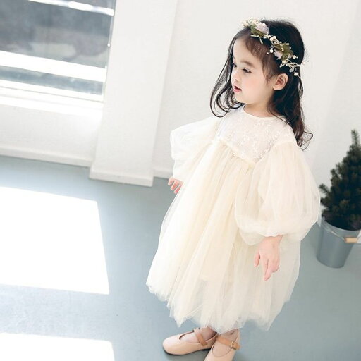 【最大15%OFFお買い物マラソン限定】チュールワンピース ドレス キッズ ベビー 女の子 子ども服 フォーマル 紗裙 結婚式 七五三 Aライン チュール袖 発表会ドレス 上品 お姫様 パーティー キッズダンス レース
