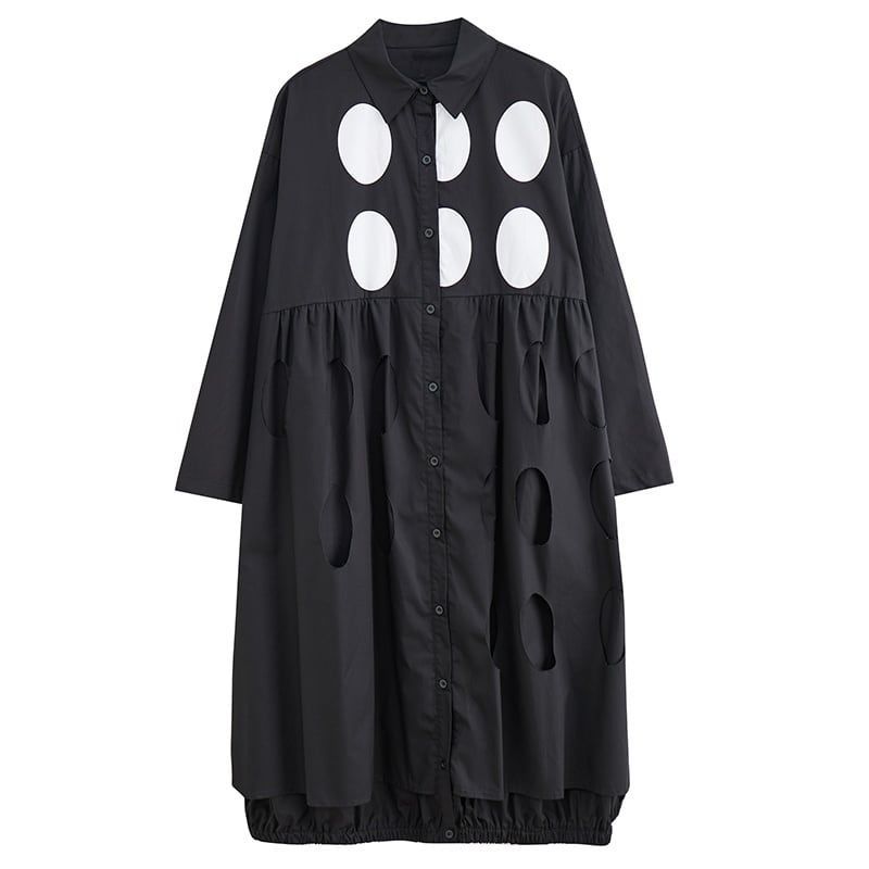 【最大15％OFFお買い物マラソン限定】ミディ ドレス ワンピース Aライン レイヤード ヘム ドット モチーフ ステージ 衣装 演出 衣装 個性的 デザイン