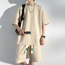 メンズ セットアップ 上下セット Tシャツ ハーフパンツ カジュアル 夏 涼しい シンプル ゆったり 大きいサイズ 父の日 プレゼント 敬老の日
