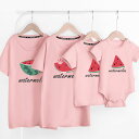 \最大21%OFFまとめクーポン有/Tシャツ キッズ パパ ママ 親子 ペアルック 親子コーデ リンクコーデ お揃い スイカ柄 半袖 夏 家族 プレゼント 海 ...