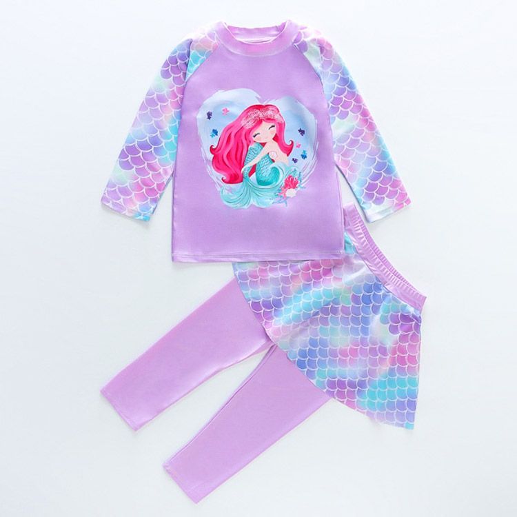 【最大21％OFF夏セールまとめクーポン有】セパレート 水着 女の子 キッズ ジュニア ベビー 2点セット 上下セット 長袖 日焼け止め 人魚姫 マーメイド 人魚