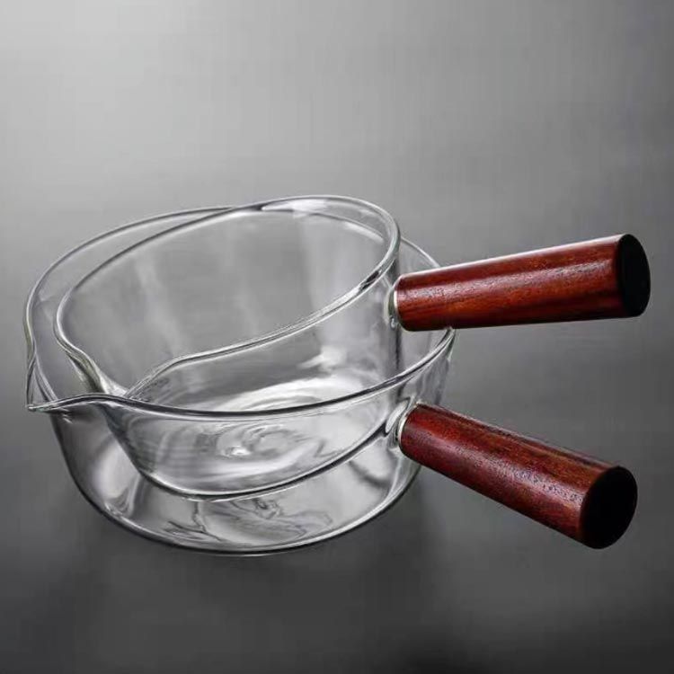 ガラス鍋 ミルクパン 耐熱 ガラス製 透明 クリア 650ml 450ml ソースパン ミルクポット 北欧風 V字型注..