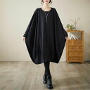 【最大15%OFFお買い物マラソン限定】ワンピース レディース カットソー コクーン 長袖 秋 ドロップショルダー シンプル 大人 人気 コーデ