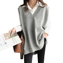【P5倍&最大16%OFF】レディース セーター ベスト ニット 大きいサイズ オーバーサイズ vネック ノースリーブ ゆったり 薄手 ロング オフィス カジュ...