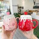 陶器 耐熱 マグカップ コーヒーカップ いちご かわいい おしゃれ 仕事用 贈り物 お茶 人気