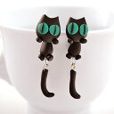 【最大17%OFFお買い物マラソン限定】ピアス スタッドピアス 3Dポリマークレイ 動物 ビニール ジュエリー かわいい グリーン 三角しっぽ レディース アク...