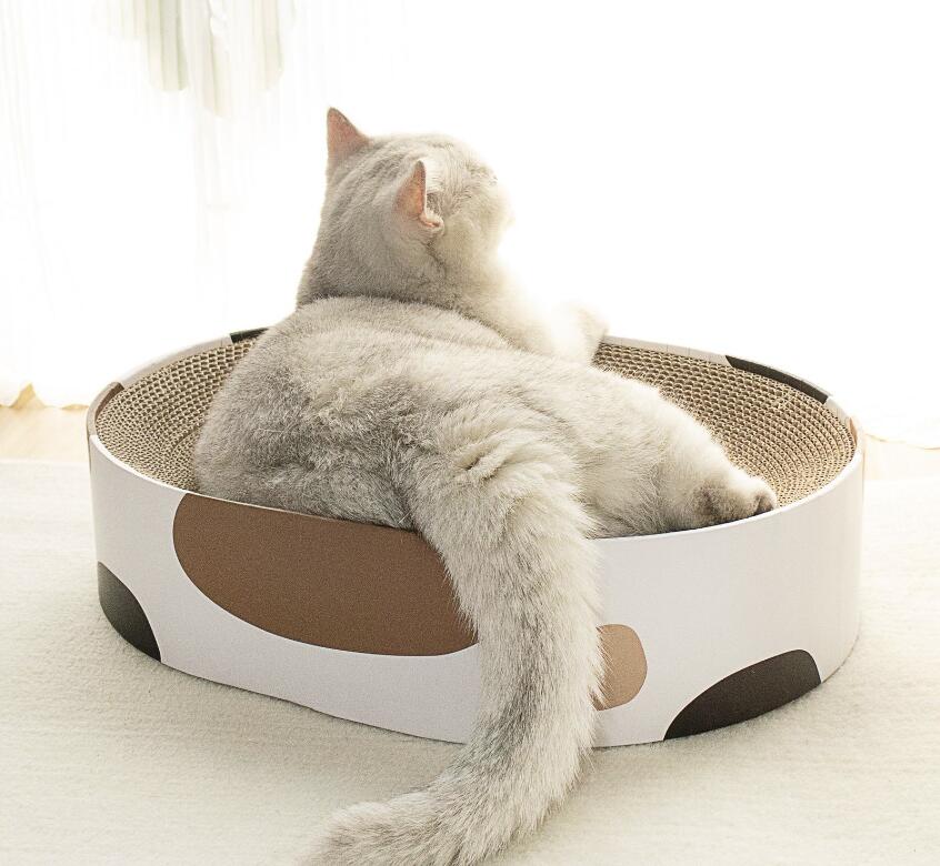 オーバル 猫ベット 猫の爪とぎボード 楕円形 猫の巣 段ボール 猫用品 猫おもちゃ ペット用品