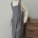 【GW限定15%OFFクーポン有】パンツ レディース サロペット ロング 紐結び オフィス 優雅 2025春 シンプル おしゃれ