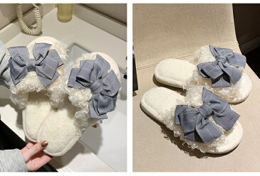 ルームシューズ サンダ ルスリッパ 送料無料 スリッパ レディース 室内履き 上履き 婦人 冬 あったか 暖かい リボン かわいい 可愛い 高級 女性 来客用 23〜24cm ピンク グレー 滑り止め 柔らかい