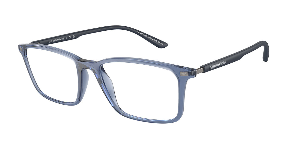 エンポリオアルマーニ Emporio Armani EA3237 6108 Full rim フルリム 光沢のある透明ブルー Men メンズ 男性用 Eyeglasses メガネ 眼鏡 めがね フレーム 伊達メガネ 【正規品】【新品】【海外通販】【送料無料】