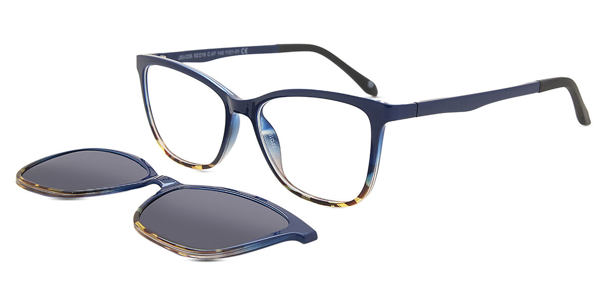 【正規品】【送料無料】SmartBuyコレクション Clip on Square Blue Tortoise SmartBuy Collection Callan With Clip-On JSV-236 047 Fashion Women Eyeglasses【海外通販】