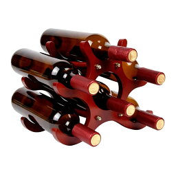 木製 ワインラック ホルダー ワイン シャンパン ボトル ウッド 収納 組立式 ケース スタンド インテリア ディスプレイ (6本用)
