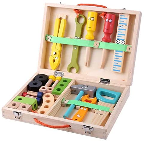 木のおもちゃ 工具 収納 箱付き 積み木 大工さんごっこ 知育玩具 モンテッソーリ おままごと