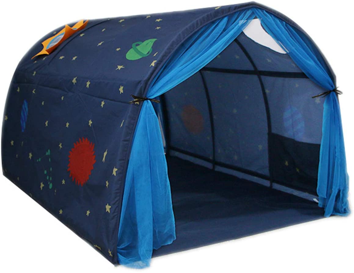 供用 ベッドテント プレイハウス キッズプレイテント 防蚊帳付き プライバシースペース眠っている屋内玩具ゲームハウス 寝袋 子供用テント　収納バッグ付き