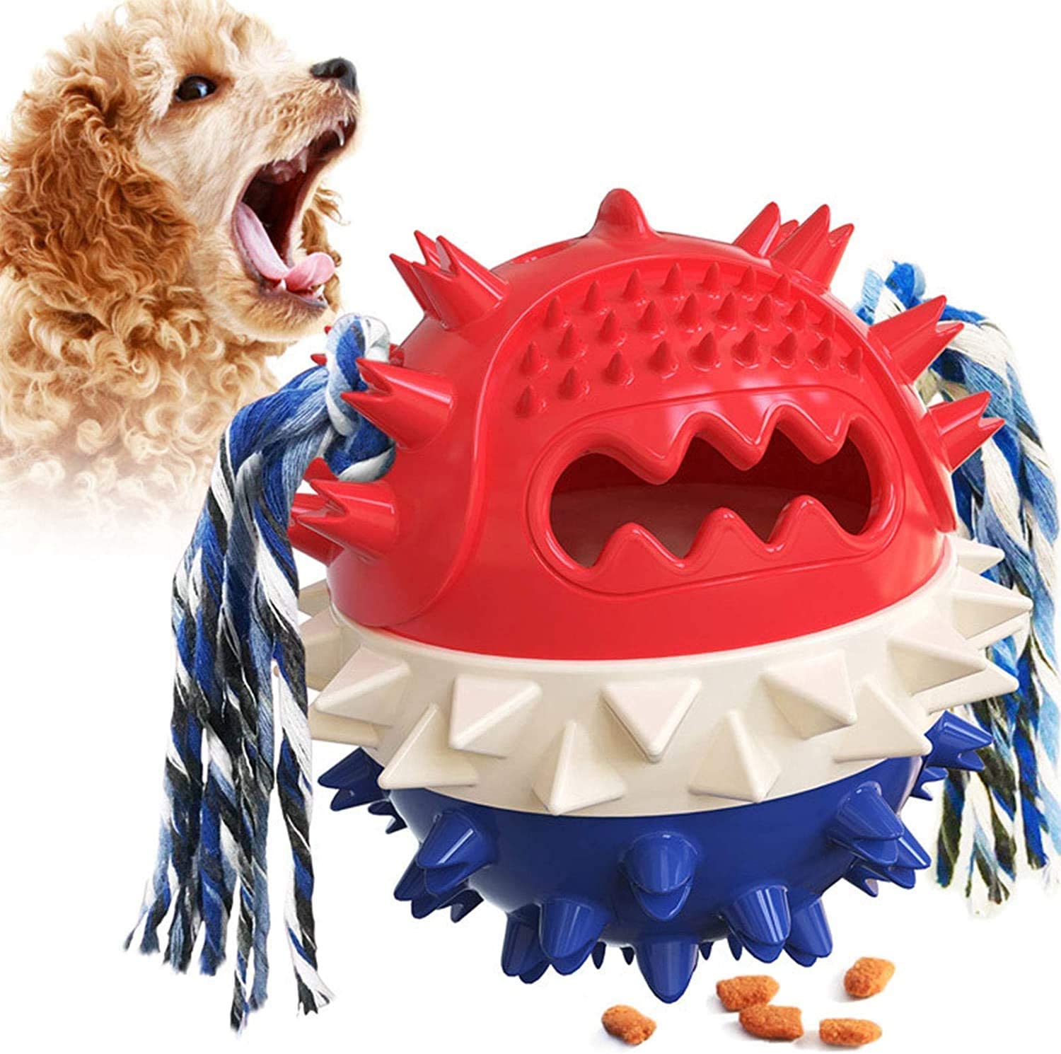 犬 おもちゃ 犬 ボール 噛むおもちゃ 犬用 玩具ボール ラバー製 知育玩具 餌入れ おやつボール 運動不足やストレス解消 ダ イエット レーニングなど 犬遊び用 歯清潔 安全 丈夫 耐久性