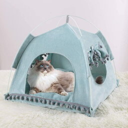 ペットハウス ペット テントベッドドーム型 猫犬ベッド 猫クッション ソファ 折りたたみ式 暖かい休憩所可愛い 柔らかい 防寒 ぐっすり眠れる