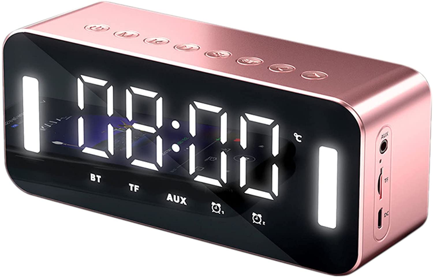 ワイヤレス 5.0 スピーカー、ステレオ サブウーファー、ナイトライト付き、目覚まし時計、多機能デジタル電子時計、温度表示、ハンズフリー通話、Fm ラジオ