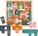 木製パズル 動物パズル はめこみパズル 31PCS 形合わせ 積み木 ブロックおもちゃ 型はめパズル バランスゲーム 積み上げ おもちゃ 男の子 女の子 クリスマス プレスレット 八歳以上
