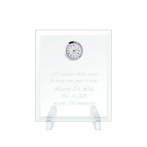 ガラス時計（記念品） ガラスオブジェ クロック M シルバー