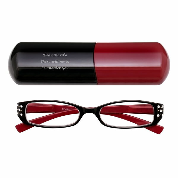 【名入れ】リーディンググラス ブラック×レッド (+1.50) 名入れ 誕生日 結婚祝い 記念日 ギフト プレゼ..
