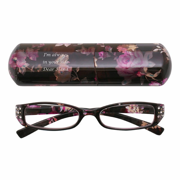 【名入れ】リーディンググラス フラワーブラック (+2.00) 名入れ 誕生日 結婚祝い 記念日 ギフト プレ..