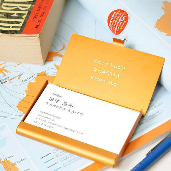 【名入れ】カードケース アルミニウム オレンジゴールド 名入れ 誕生日 結婚祝い 記念日 ギフト プレゼント 還暦 刻印 創立 表彰 女性 男性 卒業 開店 退職 出産 祝い 開店 就職 入学 バレンタイン 新築 父の日 母の日