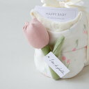 【送料無料】オリジナル柄スタイとラトルのベビーケーキ チューリップ