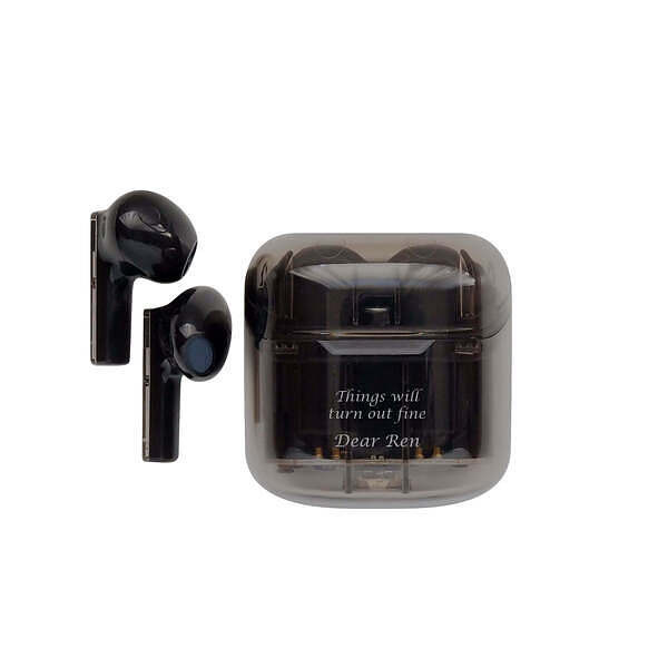 【送料無料】【名入れ】【名入れ】マイク搭載 完全ワイヤレスイヤホン スケルトン ブラックENCマイク搭..