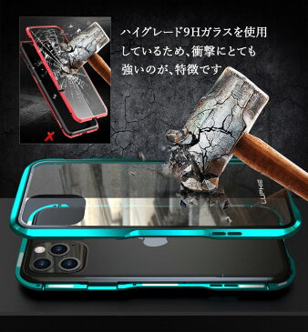 luphie 正規品 iPhone7/8ケースiphone11 ケース luphie 片面保護 片面ガラス iphone11pro ケース iphone11promax ケース アルミバンパー 磁石止め 多点吸着 マグネット磁石 ガラスバックプレート 片面9H強化ガラス バンパー マグネット クリア ケース