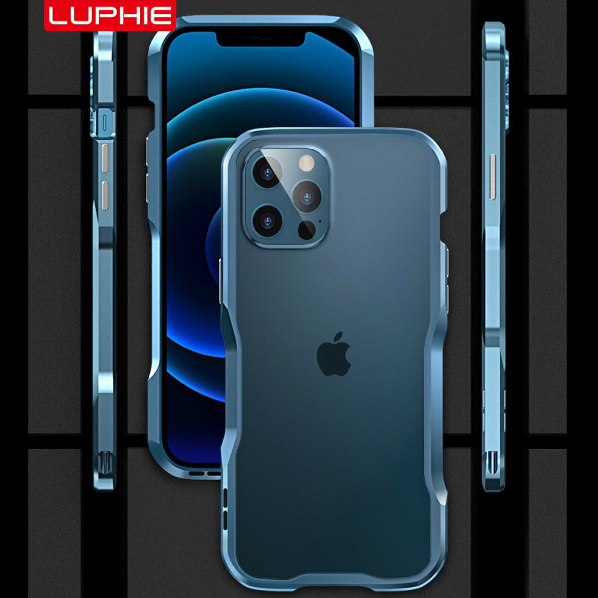 【luphie】バンパーフレーム iphone12 iPhone12mini ストラップホール付き アルミバンパー iphone12pro iphone12promax 航空 アルミ メタル バンパー EVA緩衝綿付き 耐衝撃