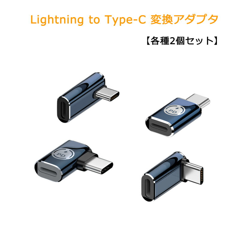 【各種2個セット Lightning to Type C 変換アダプタ 最大35W PD充電対応】タイプC ライトニング コネクタ 変換コネクタ ストラップホール ミニサイズ 紛失防止 ストレート型 L字型