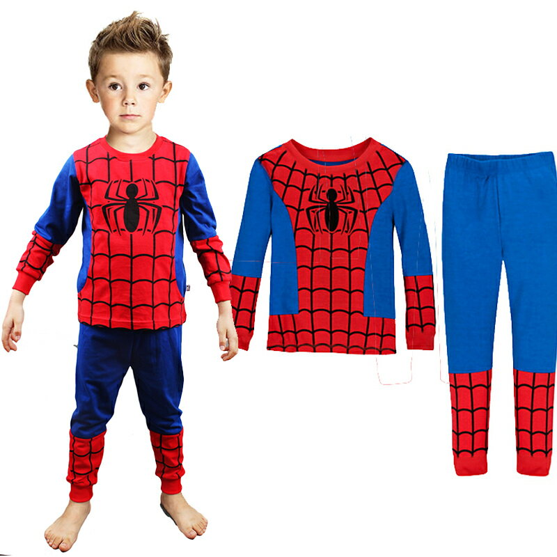 再・再入荷！子供　スパイダーマン　長袖Tシャツ　ロングパンツセット　男の子　子ども　上下セット　パジャマ　寝巻き