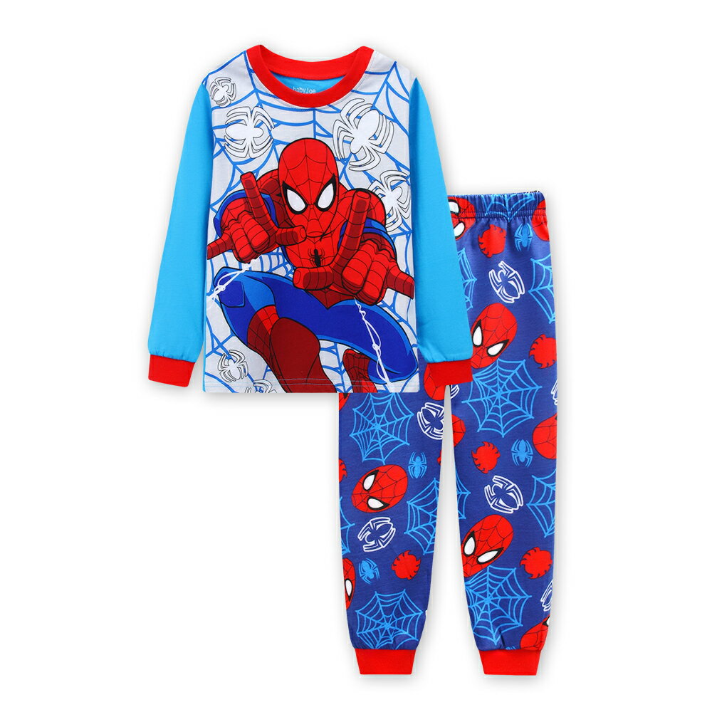 スパイダーマン　長袖　パジャマ　　水色/赤　長袖Tシャツ＆ロングパンツ　セット　男の子　キッズ　子どもパジャマ　スパイダーマン