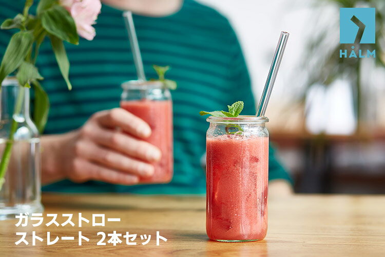 HALM ガラスストロー 20cm 4本セット ストレート （2本入×2セット ドイツ製 耐熱ガ...