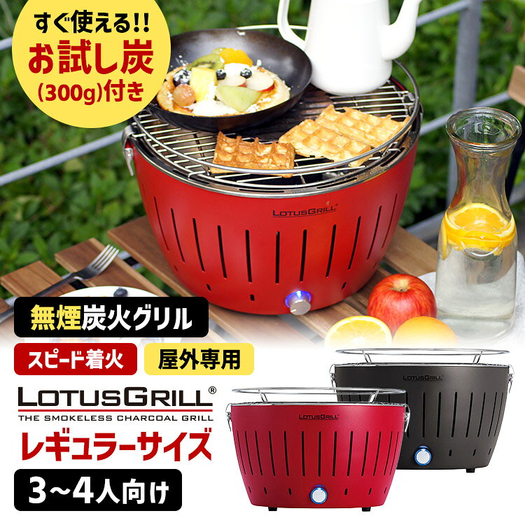 無煙炭火BBQグリル ロータスグリル レギュラーサイズ お試し炭付きセット USB対応 ...