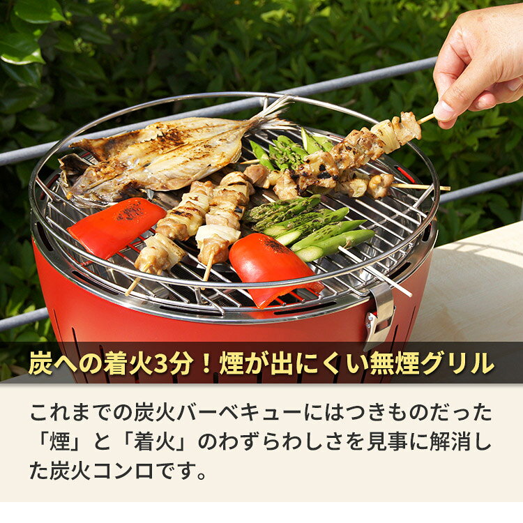 無煙炭火BBQグリル ロータスグリル レギュラーサイズ お試し炭付きセット USB対応 ...
