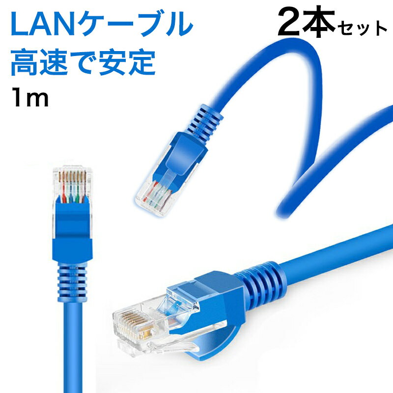 LANケーブル 1m 100cm 2本セット CAT5e Gigabit 爪折れ防止 LANケーブル 100cm 2本 やわらか ギガビット カテゴリ5e ランケーブル 1m パソコン 会社 ハブ【PlayStation 4 対応】