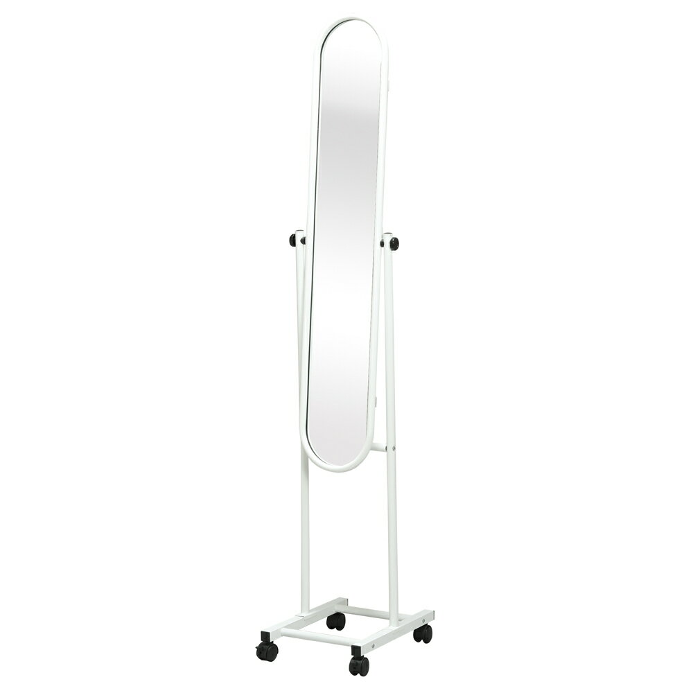 永井興産 パイプスタンドミラー キャスター付 NK-108WH 組立式 【北海道・沖縄・離島配送不可】【代引き不可】 鏡 ホワイト ミラー 全身鏡 おしゃれ 折...