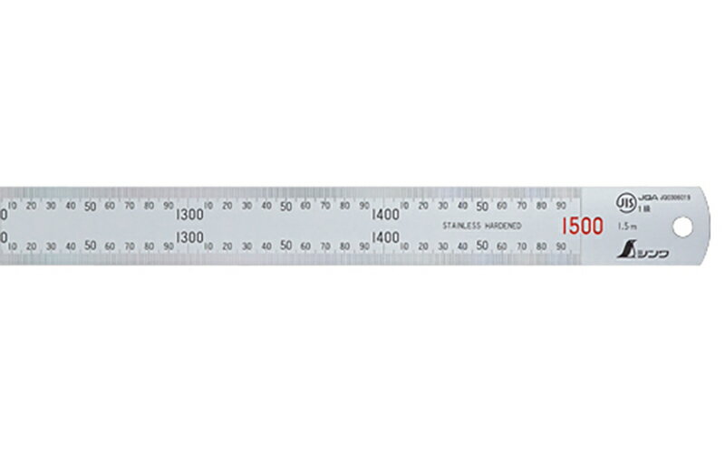Rakuten - シンワ測定　#13056 直尺　シルバー　1.5m　赤数字入 JIS　【代引き不可】【沖縄・離島配送不可】